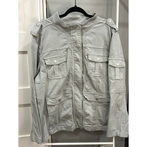 Kensie Jeans Womens 2X Utility Military Jacket Sage Green Cotton Cargo Gorpcore